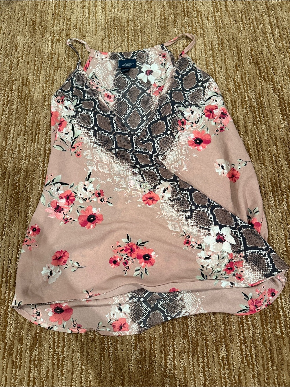 Daytrip Pink Snake Print Floral Cami Top